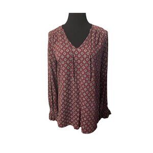 NWT Michael Kors Loose Fit Shirt Long Sleeve Medallion Print Shirt Sz M